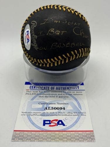 Пийт Роуз Чарли Хастл Съжалявам, сложих на Бейзбол с Автограф на PSA DNA * 4 - Бейзболни топки с автографи