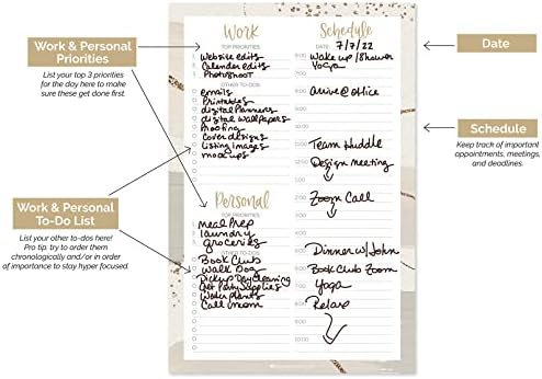 бележник за ежедневно планиране Bloom с графика за работа и за лични дела - Безкраен Откъсване Ежечасный списък, Бележник-органайзер - 6 x 9 - Матово бежово