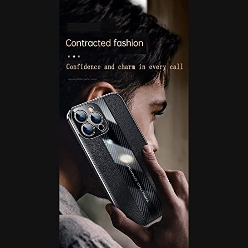 Калъф за телефон от кожа + въглеродни влакна, който е съвместим с Huawei Honor X30, със защитата на фотоапарат, устойчив
