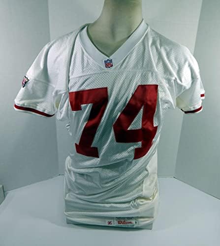 1995 San Francisco 49ers Стив Уолъс 74, Издаден в бяла фланелка 52 DP34777 - Използваните тениски без подпис за игри в