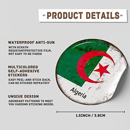Guangpat Етикети с Флага на Алжир, Селски Етикети Алжир, Етикет, Държава, Град, Сувенири, 1.5 Инча, Патриотични