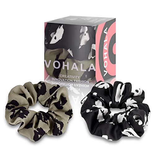 Голяма дъвка VOHALA 5,5 инча за жени, Прекрасни гумени ленти за коса с цветя модел за жени, Големи еластични