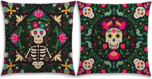 Rainlemon Dia De Los Muertos, Калъфка за възглавница, Мексиканския Ден на мъртвите, Декорация във формата на Захарен