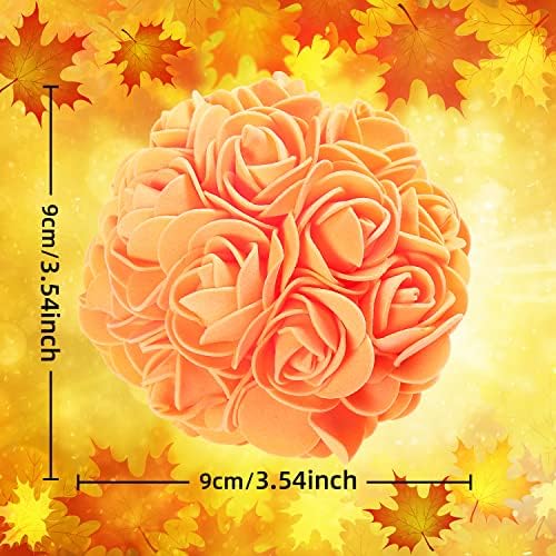 6 x Топки с есента цветя 3,54 x 3,54 инча (Ш x Д) оранжеви декоративни топки Есенни Декоративни топки за Деня на благодарността,