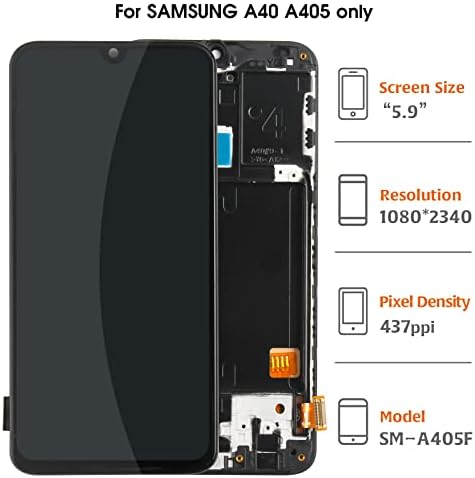 A-MIND за Samsung Galaxy A40 A405 Подмяна на LCD екран (TFT с рамка) A405F A405FN A405FM A405S Сензорен Дисплей,