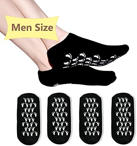 Овлажняващи Чорапи, Гел Чорапи-Меки Овлажняващи Гел Чорапи, Гел Спа-Чорапи за Възстановяване и Облекчаване на Суха Напукана кожа на Краката (на Мъжкия Размер (черно
