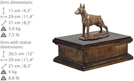 Доберман (Стриженный), военен Мемориал, урна за Кучешки Праха, със Статуя на Куче, Ексклузивно, ArtDog