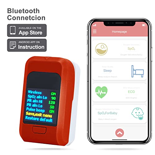 TATOAOWAW Детски кислороден монитор с приложение Bluetooth, Проследява сърдечната честота на бебето, нивото на кислород, Детски