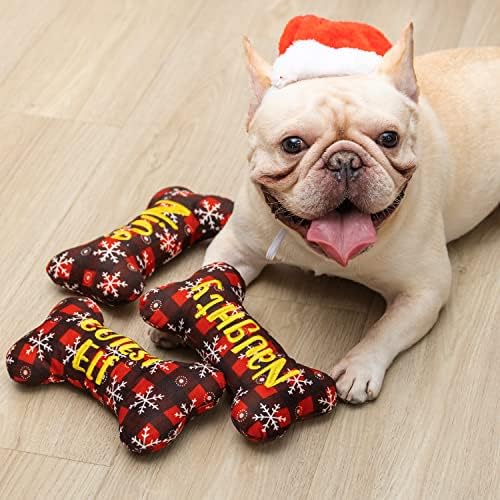 AMFOSNEL Коледни Играчки за Кучета - Интерактивен гама от Играчки за малки, Средни и Големи кучета - Червено и Черно Каре Забавни