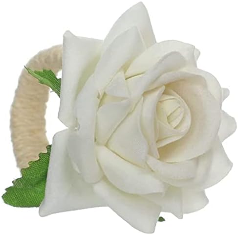 ZLBYB 6 бр. Пръстени за Салфетки с цветя, Рози, Държач за Кърпички С цветя Ръчна изработка, Украса маси от заведения за