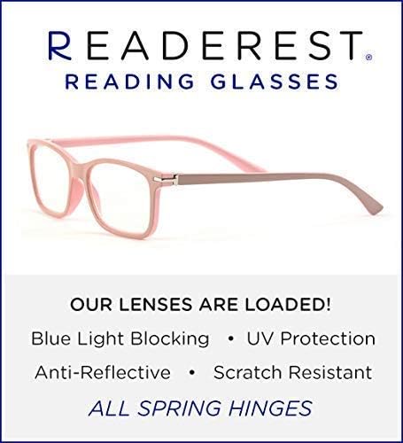 Очила за четене Readerest Blue Light Blocking (бежова, увеличаване на 1,25) - Компютърни очила с тънки отразяващи