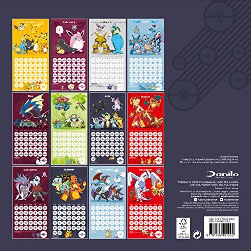 Официален Квадратен Календар Pokemon на 2017 година