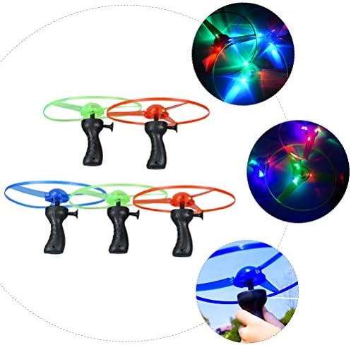 Abaodam 5шт Летяща Чиния Хеликоптер НЛО Въртящи Led Лампа Играчки на открито (Случаен цвят)