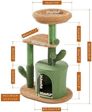 Котешка кула на дървото с Плюшени Легло, Интерактивна Играчка Когтеточкой за котки и Пухкави топки - идеален
