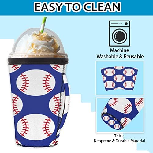 Безшевни многократна употреба ръкав за кафе с лед с Бейсбольным дизайн и дръжка от Неопрен за Напитки, кафе лате,