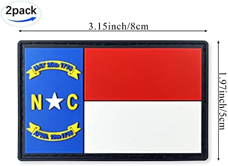 Нашивка с флага на Северна Каролина JBCD, тактическа нашивка с цип кука и примка от PVC-каучук (2)