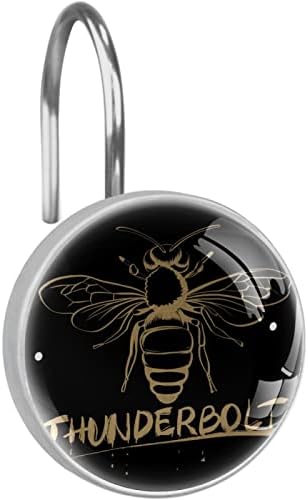 Куки за Завеса от насекоми-пчели, Кръгло Кристално Стъкло, Комплект от 12 Халки за Завеса за Душ - Куки за Пердета, Пръстени
