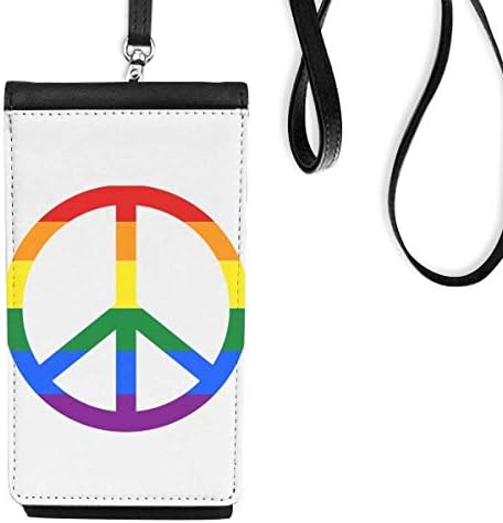 Дъгата Гей антивоенный ЛГБТ Телефон в Чантата си Портфейл Окачен Мобилен Калъф Черен Джоба