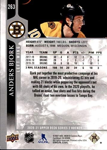 2020-21 Горната палуба 263 Андерс Бьорк Бостън Бруинс Хокей на серия 2 в НХЛ Основна Търговска карта