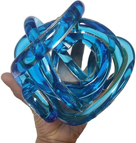 Ritadeshop Стъклена Топка Декор Топка Стъклен Възел за Домашен интериор Настолна Декоративна Статуетка (Модерна, Тюркоаз
