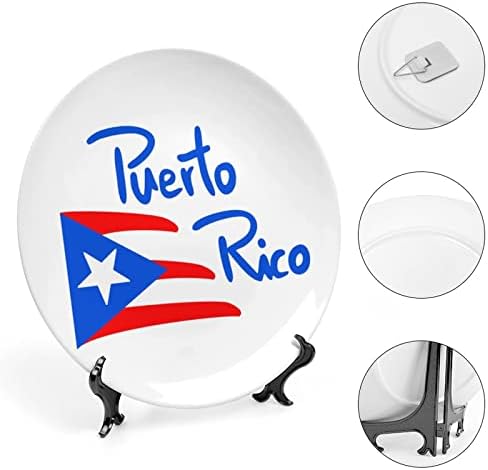 Флаг Пуерто Рико Керамични Декоративни Чинии с Поставка От Костен Порцелан Висящи Украшения Десертни Чинии