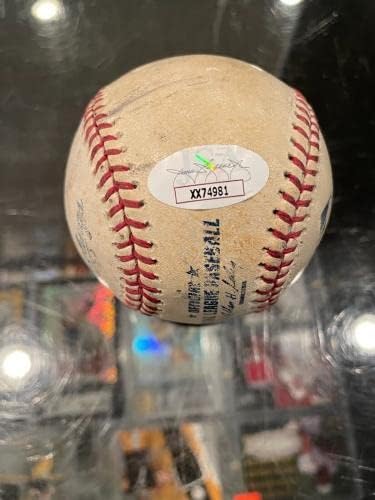 Майк Пъстърва В играта Los Angeles Angels Използва Подписан Бейзболен топката Full Jsa 981 - Бейзболни топки С Автографи
