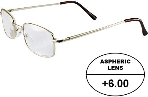 Мъжки мощни слънчеви очила за четене: златни рамки и кафяви черупки + асферичните лещи с увеличение на 6,00