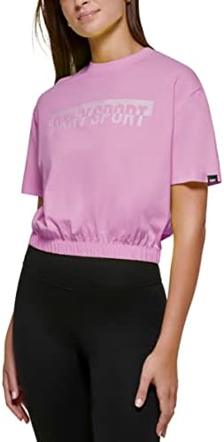 Укороченная тениска с логото DKNY Women ' s Drop Out