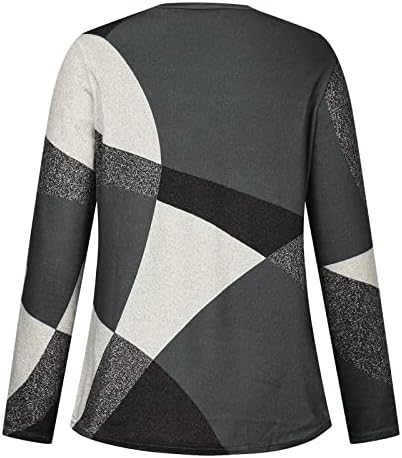 Жена Фланелевый Пуловер с цветен Блок, Есен Облекло за жени, 2022, с Модерна Риза с Геометричен Модел, Туника с