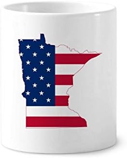 Минесота, САЩ Карта Звезди Ленти Флаг Форма на Държач За Четка за зъби И Дръжки за Чаша Керамична Поставка за Чаша