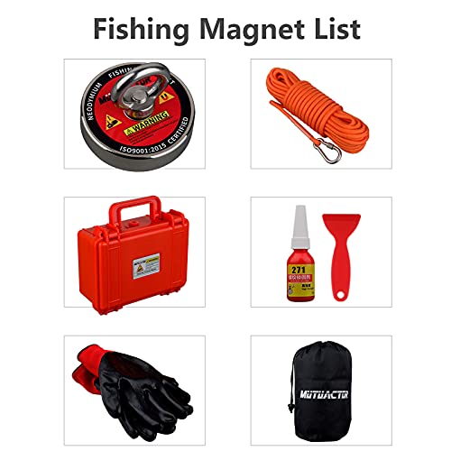 Магнити за Риболов MUTUACTOR 700LB, Силни Магнитни Риболовен Комплект с Пластмасова Кутия За Съхранение и Безопасни Неодимовыми Магнити Golves N52 за Лов Под Вода...