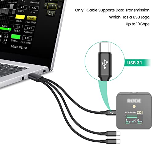 Смяна на зарядно кабел 3 в 1 за микрофонной система Rode Wireless Go 2 /II, 3A USB C Кратко Кабел на Зарядното