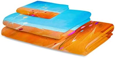 Комплект Хавлиени Кърпи Меки Абсорбиращи Кърпи Пролетен Цветен Букет Син Червен Абстрактно Изкуство Живопис с маслени