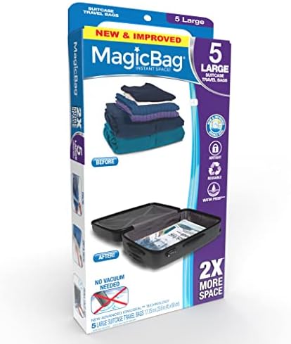 Вакуумни торби за съхранение на MagicBag за пътуване с интелигентен дизайн – Голям Размер, 5 Чанти – Вакуумни торби