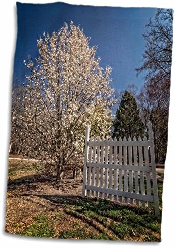3 Поставете снимка распускающегося пролетното дърво и бял штакетника - Кърпи (twl-180519-3)