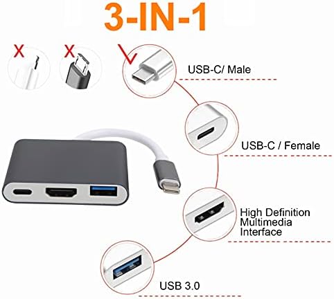 USB-Хъб, Хъб USB C, USB Адаптер, USB C Adpater 3.1 3 в 1 Hub Конвертор Докинг станция за Мултимедиен Интерфейс с висока