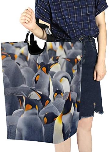 Разборная кошница за дрехи без маркировка, сгъваема кошница за дрехи - Птици кралския пингвин, голяма чанта за дрехи в банята,