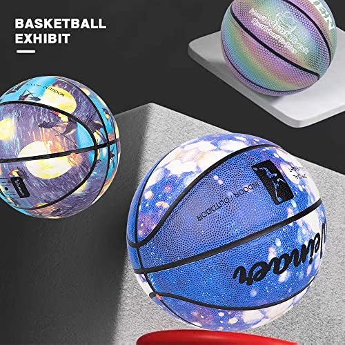 Баскетбол, Светещи в Тъмното, с Блеснали Кожена Баскетбол, Баскетболен подарък със зелена подсветка за деца, Мъже,