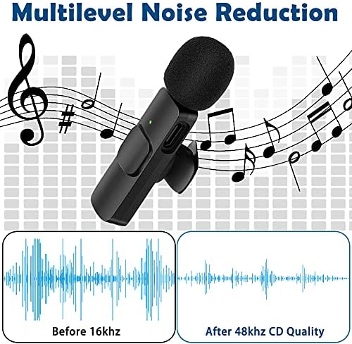 Безжичен микрофон Amposei Plug & Play за iPhone/iPad, Петличный микрофон USB Type-C, автосинхронизация микрофон