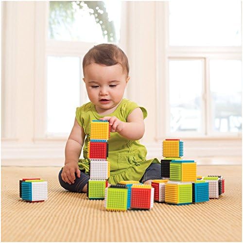 Сензорни блокове Infantino Press & Stay за деца на възраст от 6 м +, Определени от 24 теми, Цветни