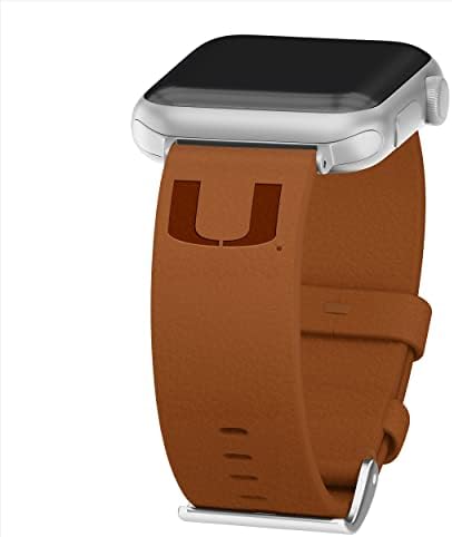 Каишка за часовник Affinity Bands Miami Hurricanes Премиум-клас от кожа, съвместим с Apple Watch