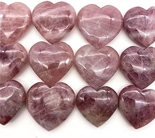 LAAALID XN216 1 бр. Натурален Виолетово Розов Кристал във Формата На Сърце Проба Изцеление Полиран Камък Скъпоценни Камъни за Декорация на Дома Подарък САМ Натурален (Раз
