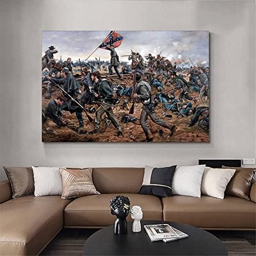 Битката при Фредериксбурге Плакат с историята на Гражданската война на Конфедерацията, Печат върху Платно,