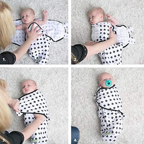 Регулируеми Детски Пелени Ziggy Бебе от 0 до 3 месеца - Комплект от 3 опаковки на Одеяла за Бебета - Мек Памук в Черно