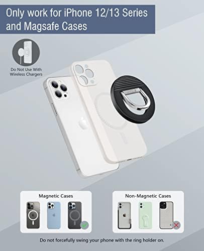 Магнитен държач за телефона B-Land, съвместим с MagSafe, Регулируема дръжка за пръстена на пръста си, подвижни, за безжичното зареждане, само за iPhone 13, 13 Pro, 13 Mini, 13 Pro Max, 12, 12 Pr