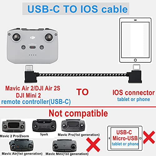Hanatora 11,8 Инча USB C за iOS RC-N1 Кабел дистанционно управление за DJI Mavic 3/3 Classic, Air 2/2s, Mini 2/2 SE/3