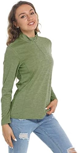 MAGCOMSEN Дамски Ризи с дълъг ръкав, Пуловер с цип 1/4, UPF 50 +, Защита От UV лъчи, Защита От Слънцето, бързо съхнещи