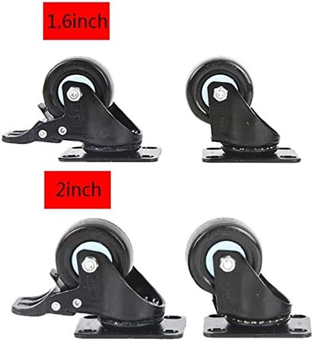 Колела Z Create Design, 4 комплекта черни колелце за мебели, Въртящи се колела със спирачка, 40/50 мм Полиуретанова