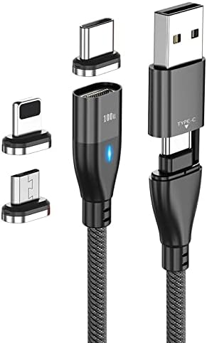 Кабел BoxWave е Съвместим с Честта Holly (кабел от BoxWave) - Кабел MagnetoSnap PD AllCharge мощност 100 W, Кабел за зареждане Magnet PD мощност 100 W USB Type-C Micro USB за Честта Holly - черно jet black