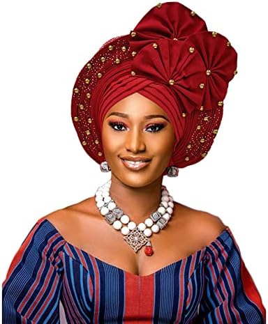 Африкански прическа Авто Гела, традиционен нигерийски сватбена опаковка за жени